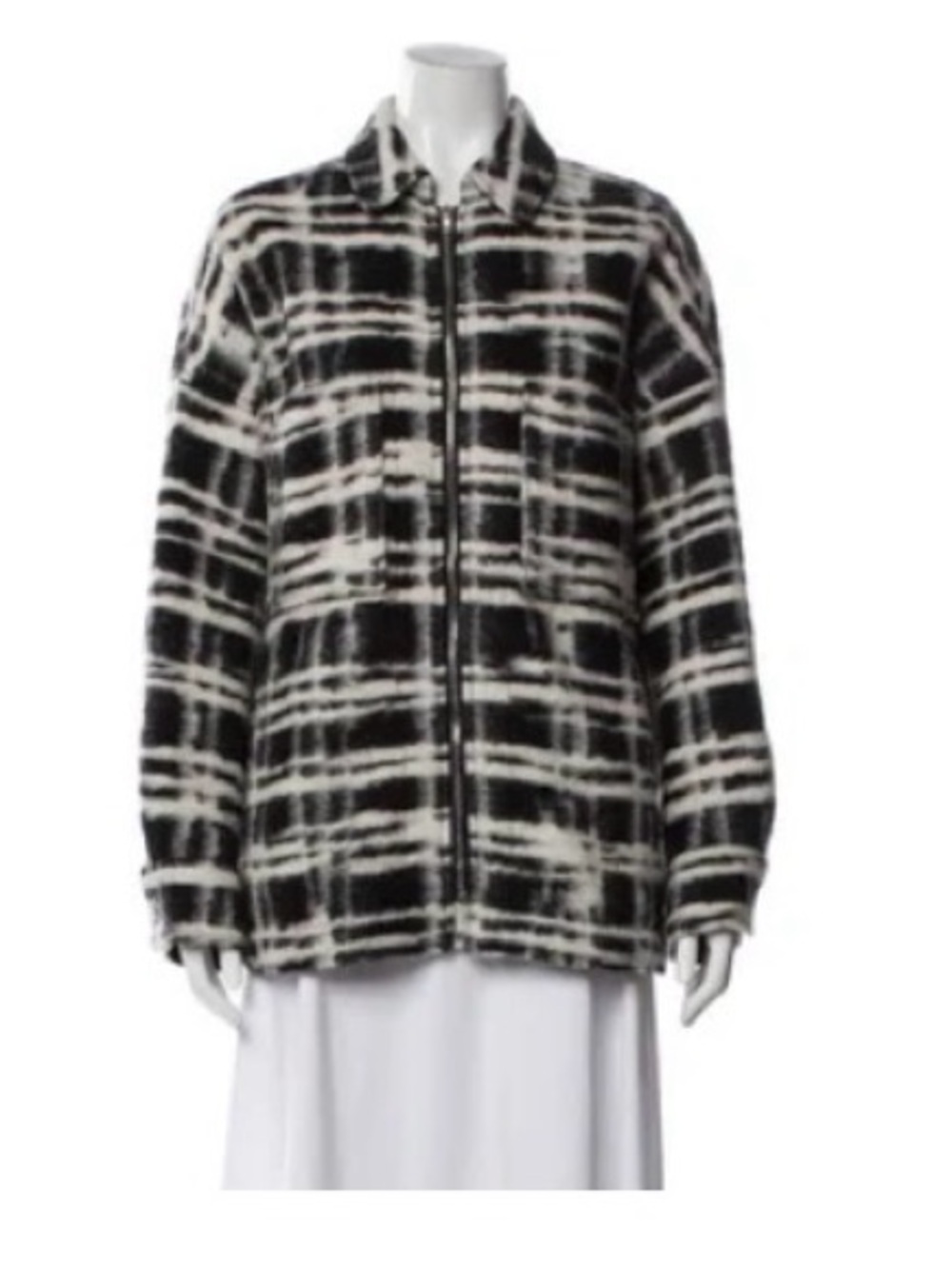 IRO Zachary Black & White  Wool-Blend Zip Front Jacket Sz 38